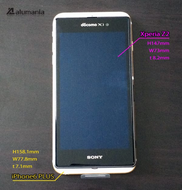 iPhone6PLUSとXperia_Z2との大きさ比較