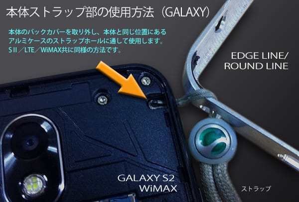 GALAXY_S2シリーズ本体のストラップ取付方法