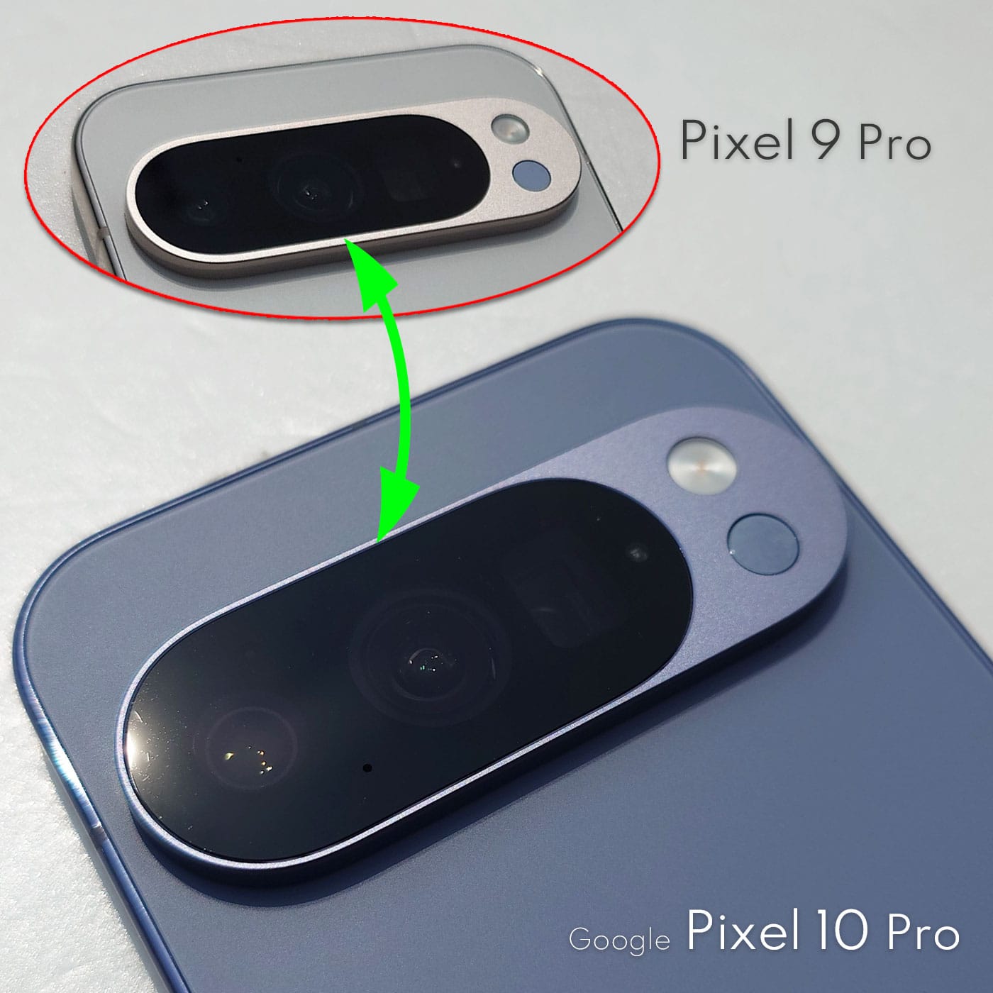 Pixel9ProとPixel10Proのカメラデザイン違い