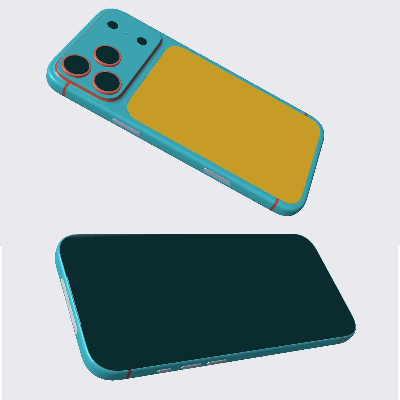 各構成要素別に色分けされたiPhone17ProMAX