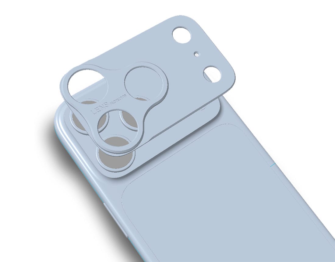 iPhone17Pro/MAX用レンズプロテクターの設計段階ワイド版