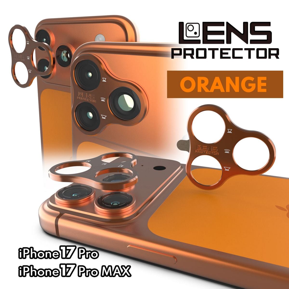 iPhone17Pro/MAX用レンズプロテクターのオレンジ