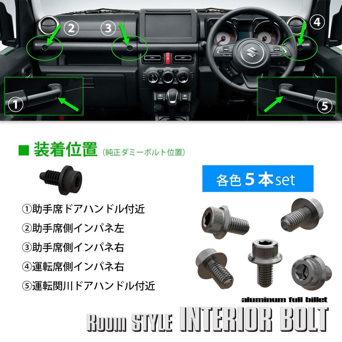 ジムニー・シエラの純正ダミーボルトの装着位置