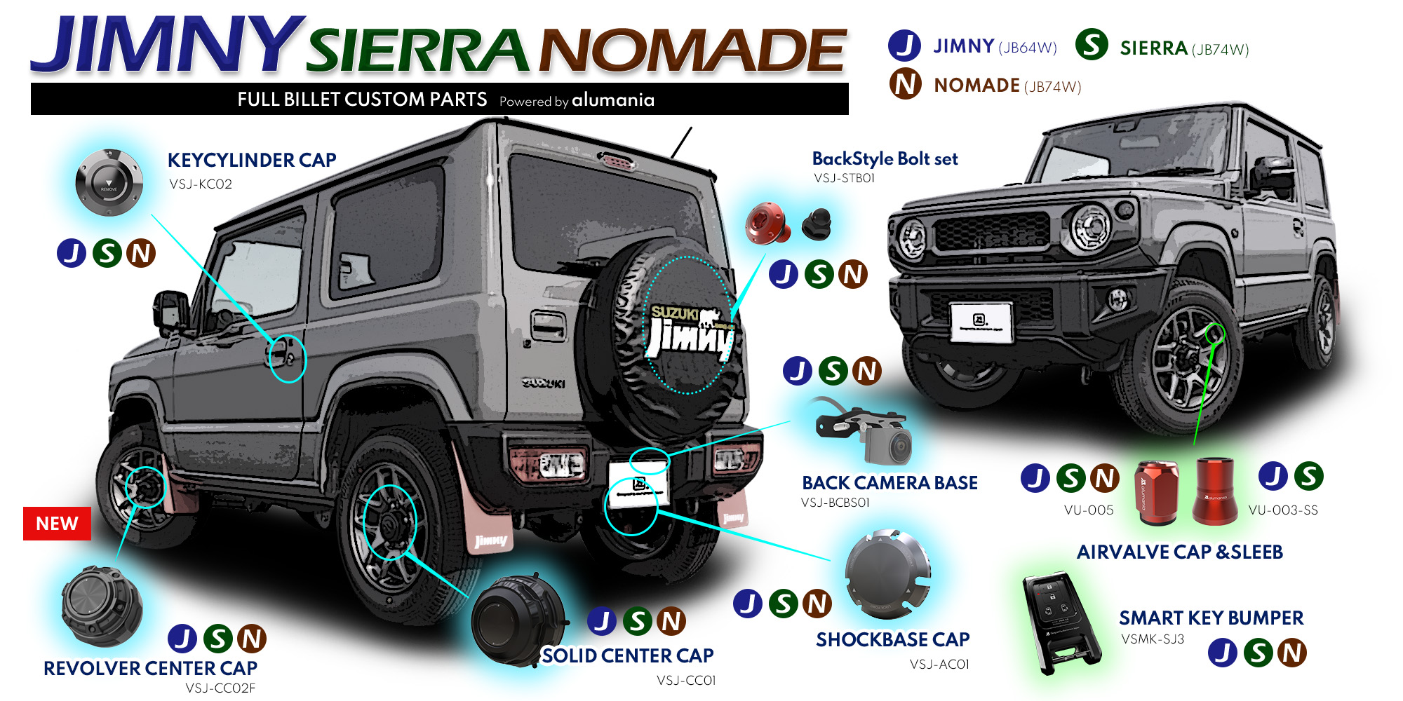 JB系ジムニー・シエラ・ノマド用カスタムパーツ