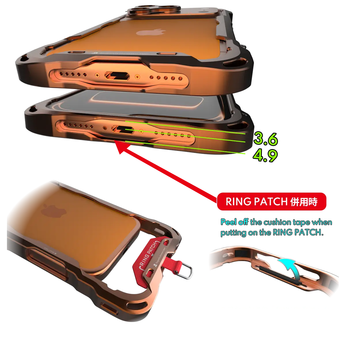 USB-C端子部の寸法値とRingPatchでの吊り下げ使用可
