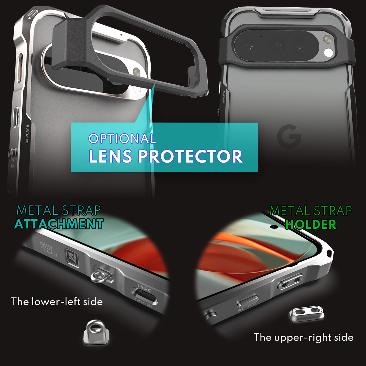 Pixel9とPixel9Proの特殊な保護ケース アルミフルビレット