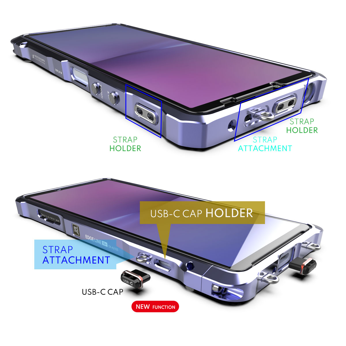 ソニーのXPERIA10Vを硬質なアルミフルビレットのバンパーで全身保護